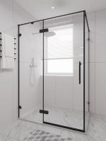 Душевой угол распашной 1300х900x2000 цвет профиля Чёрный матовый стекло прозрачное осветленное AL-SP-13090-00-B-C4 Premium Veconi