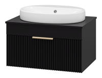ENFIDA - 70 Тумба подвесная черная мат. эмаль 1 ящ. + раковина УТ000015094 Brevita