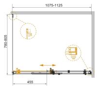 Душевой уголог: прямоугольный STYLUS-SOFT-AH-1-110/80-C-Cr  1100x800x1950 Cezares