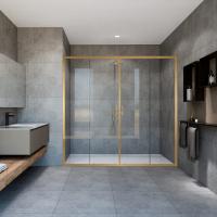 Душевая дверь VDS-1G2170CLG 1700х1900 профиль брашированное золото стекло прозрачное VINCEA