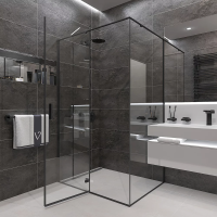 Душевой угол раздвижной прямоугольный RV073B-10080-01-C4 1000х800х1950 Цвет профиля Чёрный Стекло Прозрачное Veconi