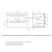 Тумба под раковину подвесная с двумя выкатными ящиками ECO  Sapfiro ECO-750-2C-SO-SPF-P CEZARES