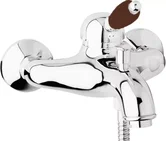 ELITE-VM-03-Bi Смеситель для ванны и душа однорычажный, исполнение золото, ручка белая без шланга и ручного душа ELITE-VM-01-Nc Хром ручка  Орех Cezares