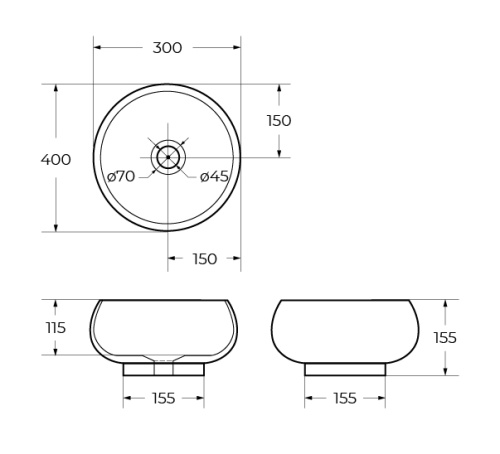Раковина накладная керамическая круглая   BB1065 BELBAGNO